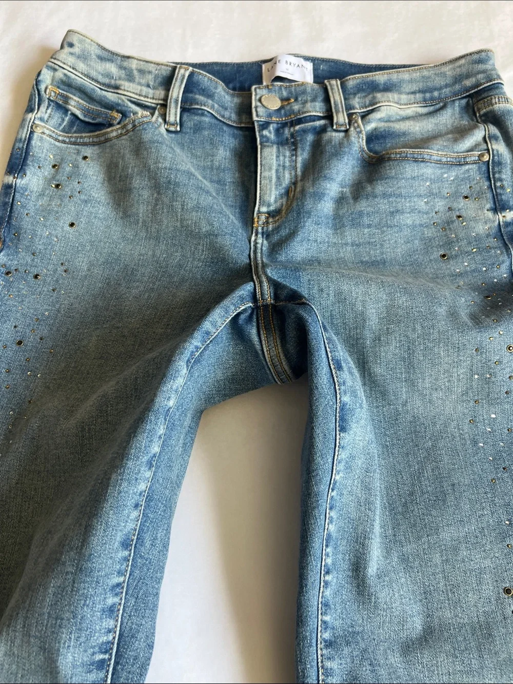 Lane Bryant Embellished Rhinestone 360 Flex Straight Leg Jeans-Sz 14